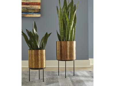 Ashley Furniture Donisha Planter Set (2/CN) A2000407 Antique Brass Finish