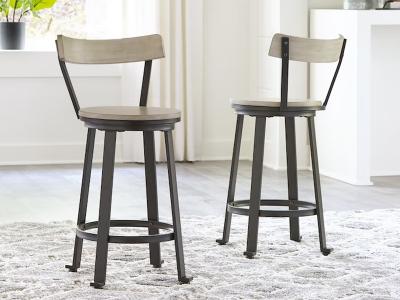 Ashley Furniture Melenski Swivel Barstool (2/CN) D271-124 Light Tan/Black